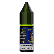 Bottle of Nasty Liq Mango Peach Pineapple Nic Salt Vape Juice featuring vibrant tropical-themed orange and yellow packaging, with bold branding and fruity flavor blend, made for nicotine salt vape devices.